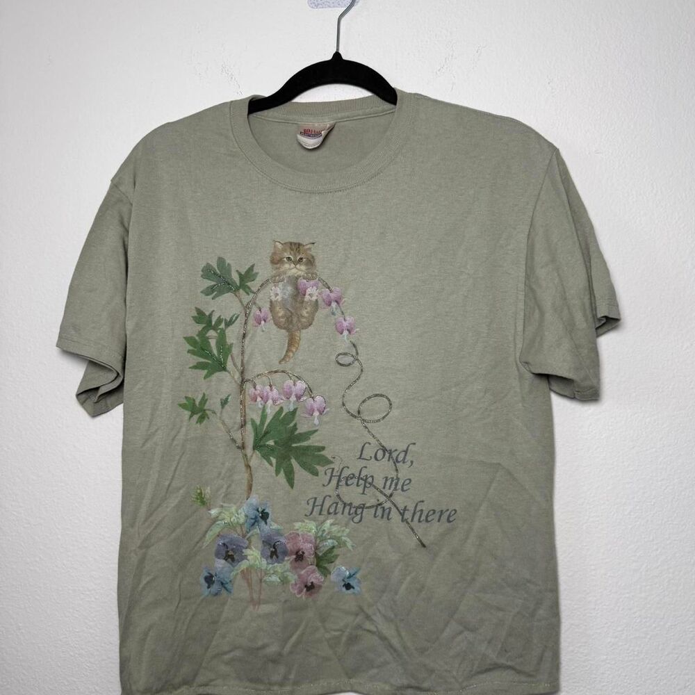 Hanes Women's Green and Khaki T-shirt